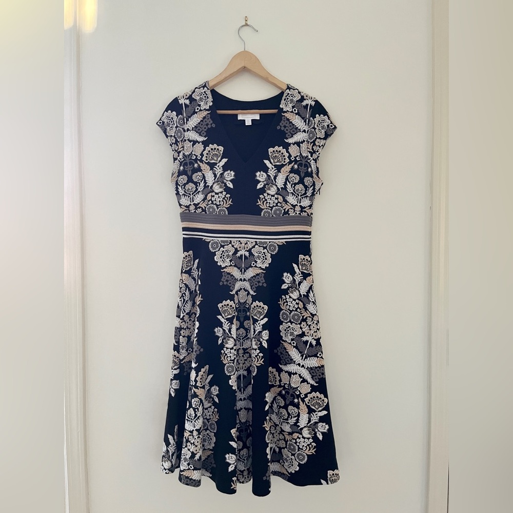 Anthropologie ett:twa Black Brocade Knit Dress with Side Zip